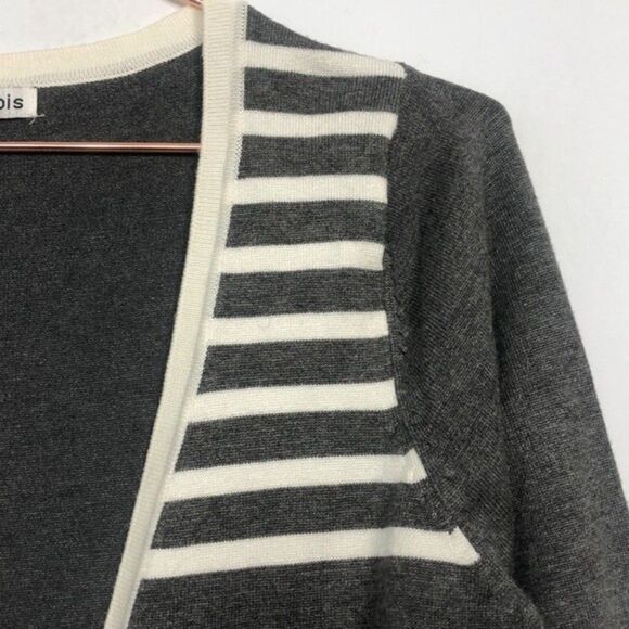 Lapis Boyfriend Striped Wool Cardigan Gray&White New Without Tags Small RM-C - Picture 3 of 6